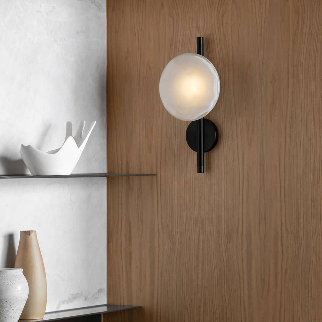 Nordic Round Glass Wall Sconce | Rippled Mouth-Blown Glass