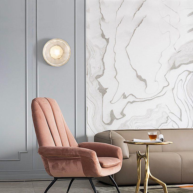 Nordic Round Glass Wall Sconce | Rippled Mouth-Blown Glass