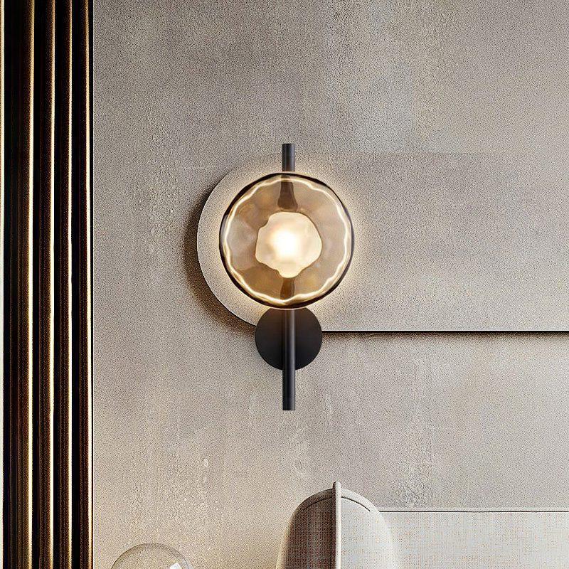 Nordic Round Glass Wall Sconce | Rippled Mouth-Blown Glass