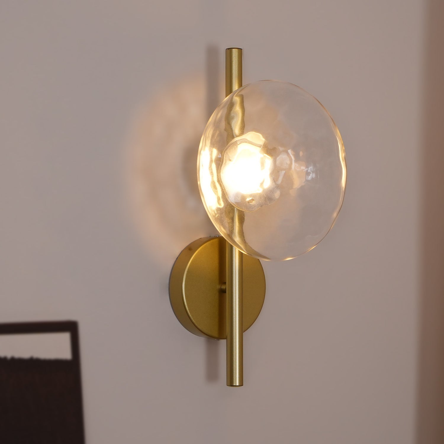Nordic Round Glass Wall Sconce | Rippled Mouth-Blown Glass
