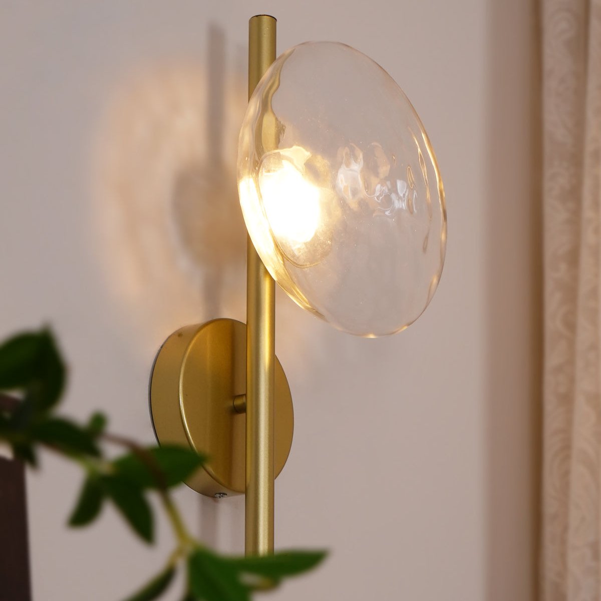 Nordic Round Glass Wall Sconce | Rippled Mouth-Blown Glass