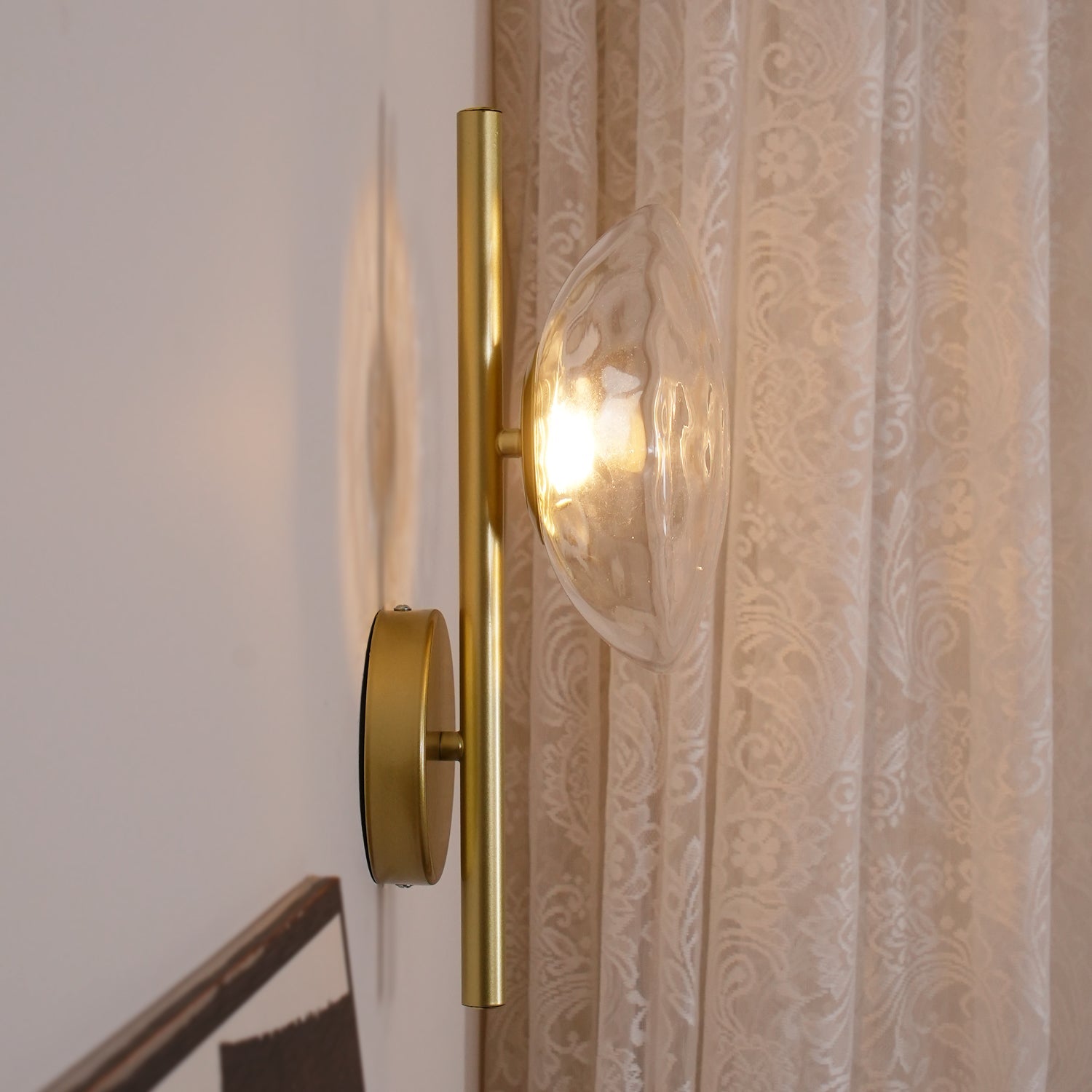 Nordic Round Glass Wall Sconce | Rippled Mouth-Blown Glass