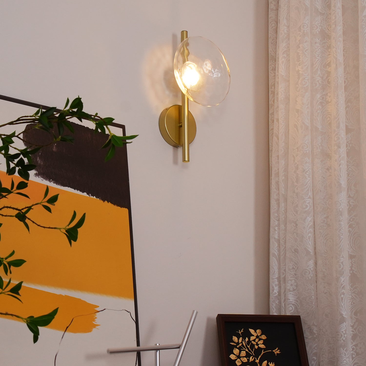 Nordic Round Glass Wall Sconce | Rippled Mouth-Blown Glass
