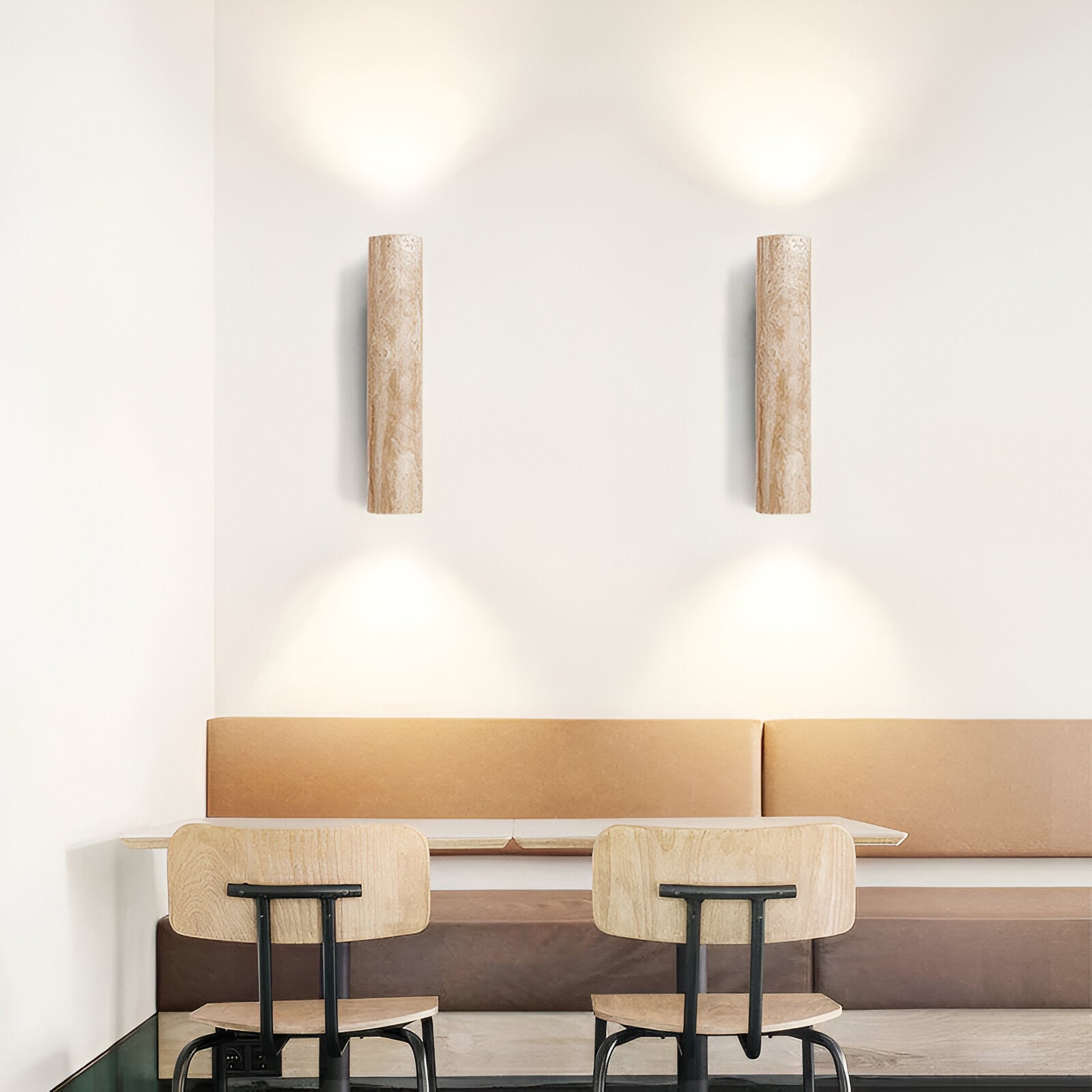 Travertine Tube Wall Sconce | Japandi Style, Natural Stone