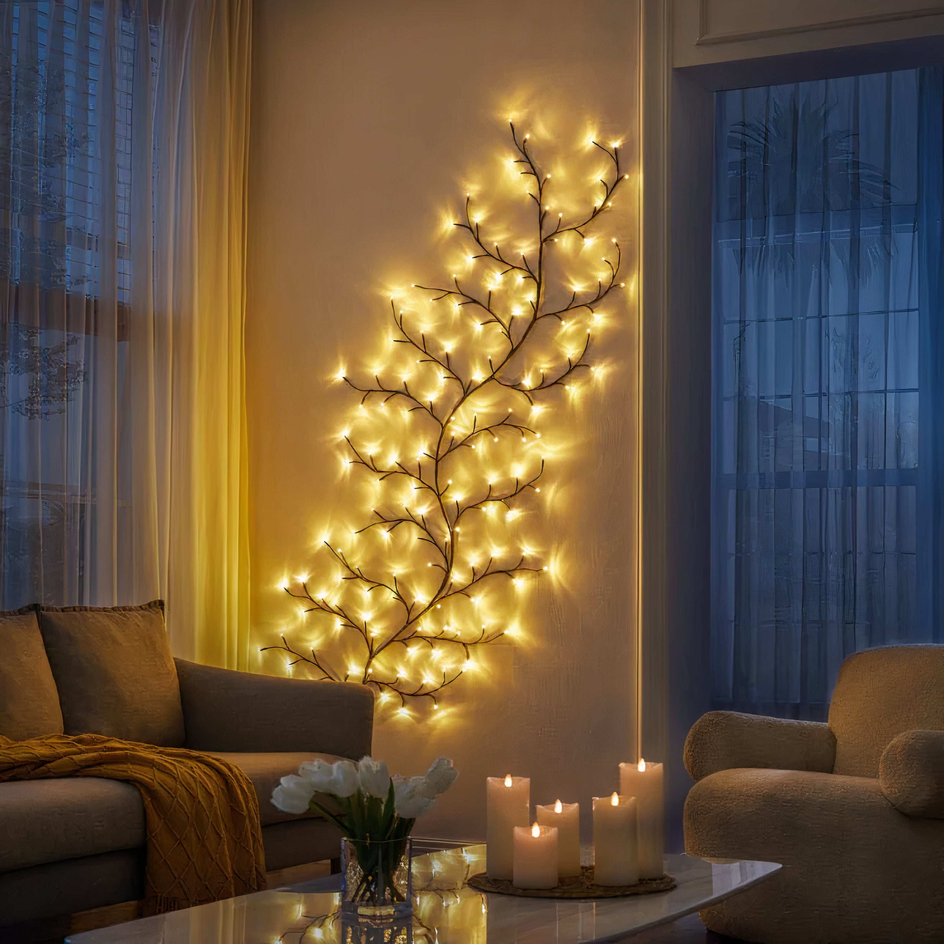 Willow Branch LED Wall Light | Dimmable, Remote Control Included