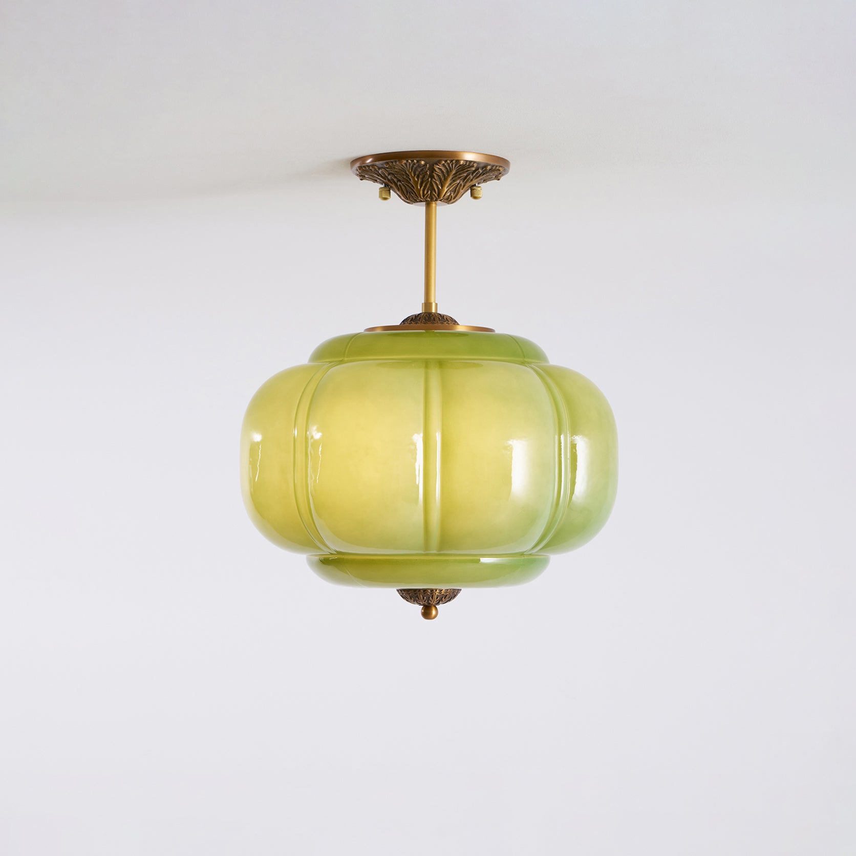Wave Glass Ceiling Light | Brass Fittings, Green or White, Ø38cm