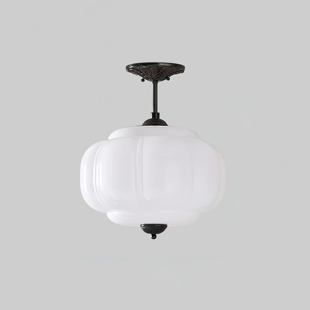 Wave Glass Ceiling Light | Brass Fittings, Green or White, Ø38cm