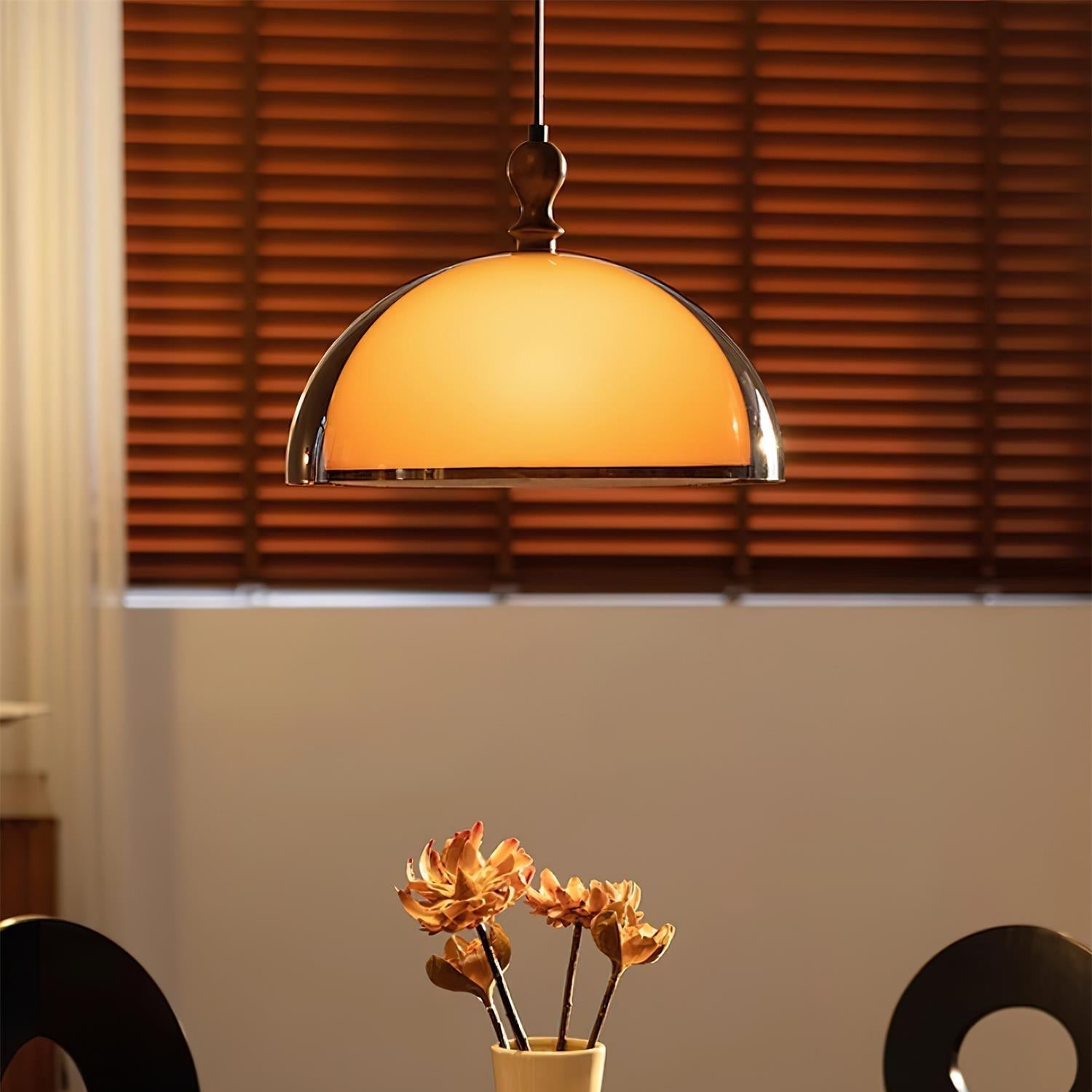 Walnut Wood Dome Pendant Light | Modern Japandi, E27
