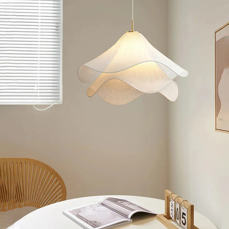 Japandi Fabric Pendant Light | Soft Ambient Glow, Iron Frame