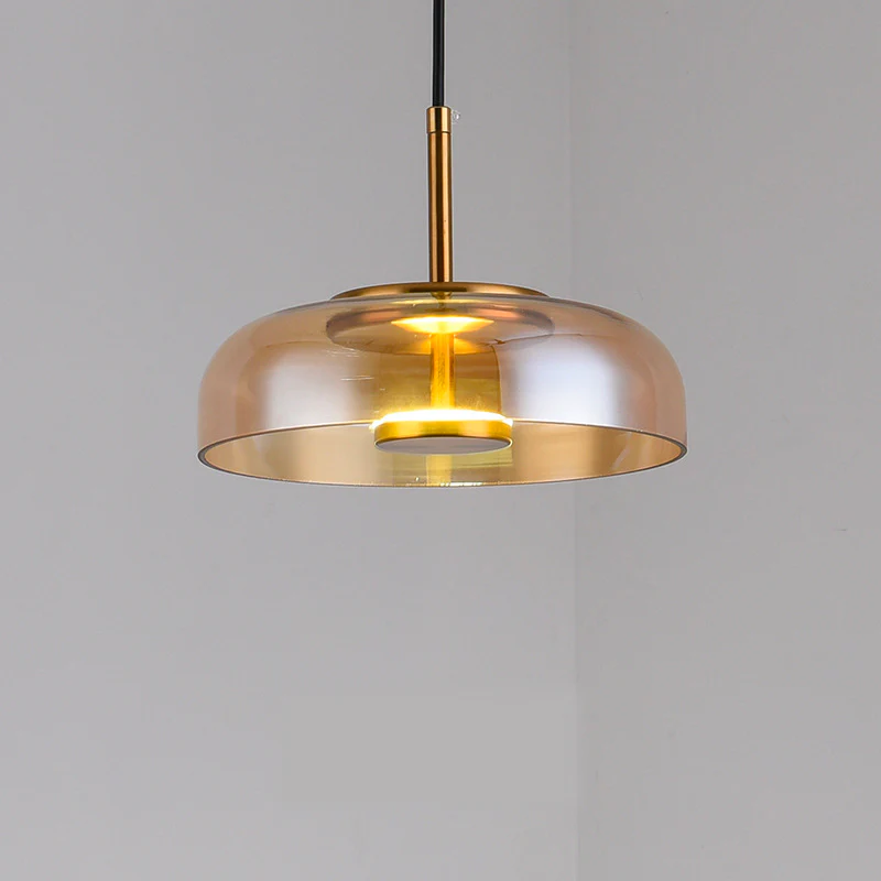 Round Glass Pendant Light | LED, Adjustable Drop, Glass and Metal