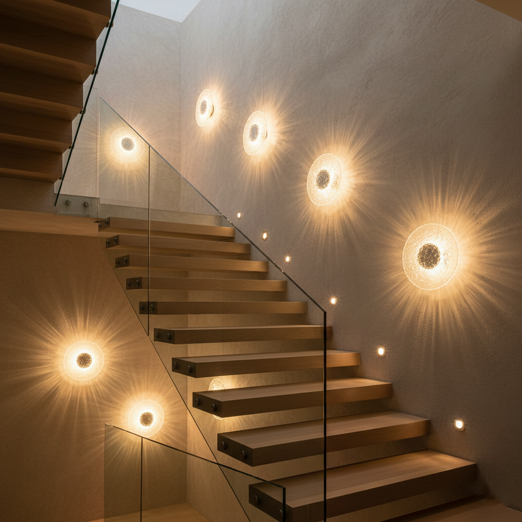 Travertine Wall Lamp | Acrylic Shade, Minimalist Round Design