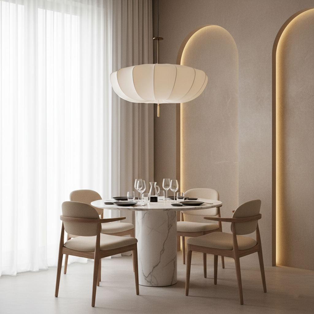 Fabric Pendant Light | Wabi-Sabi Cream, E27 Adjustable Height