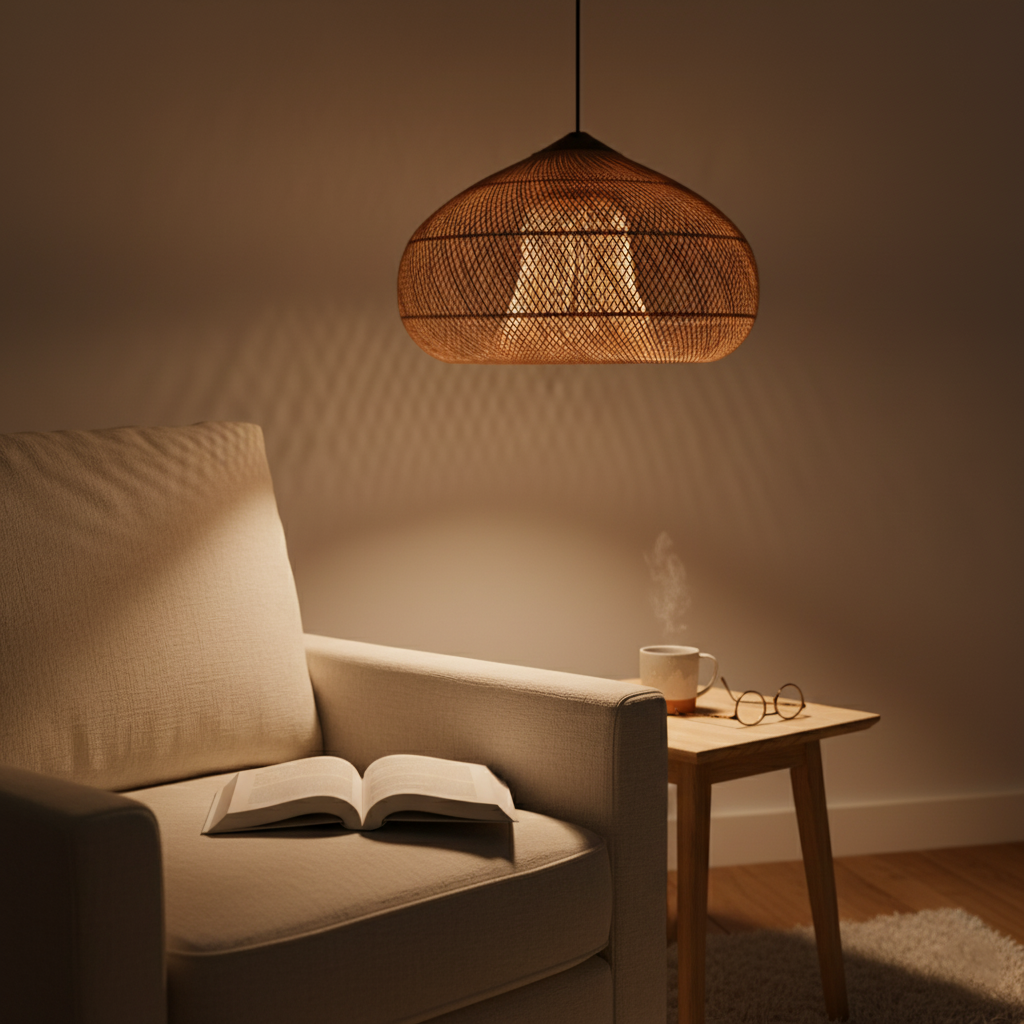 Rattan Pendant Light | Handwoven Boho, E27 Natural Fibre