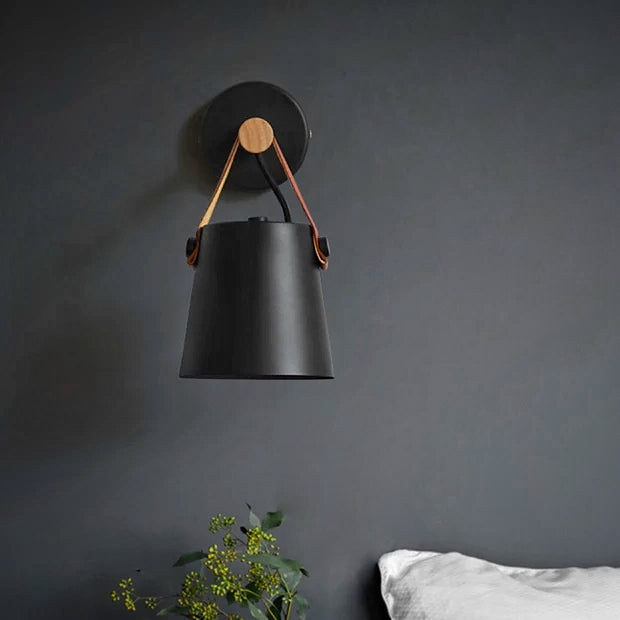 Timber and Leather Wall Lamp | Scandinavian Design, E27