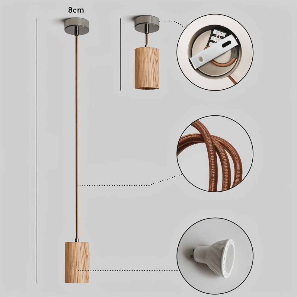 Small Timber Pendant Light | GU10, Scandinavian Style