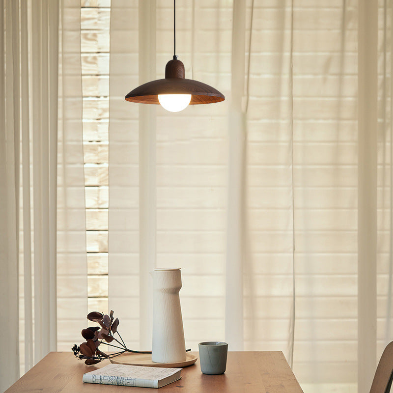 Wabi-Sabi Walnut Pendant Light | Japandi Style, E27 Warm White