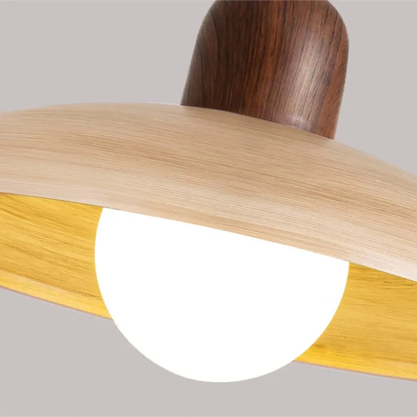 Wabi-Sabi Walnut Pendant Light | Japandi Style, E27 Warm White