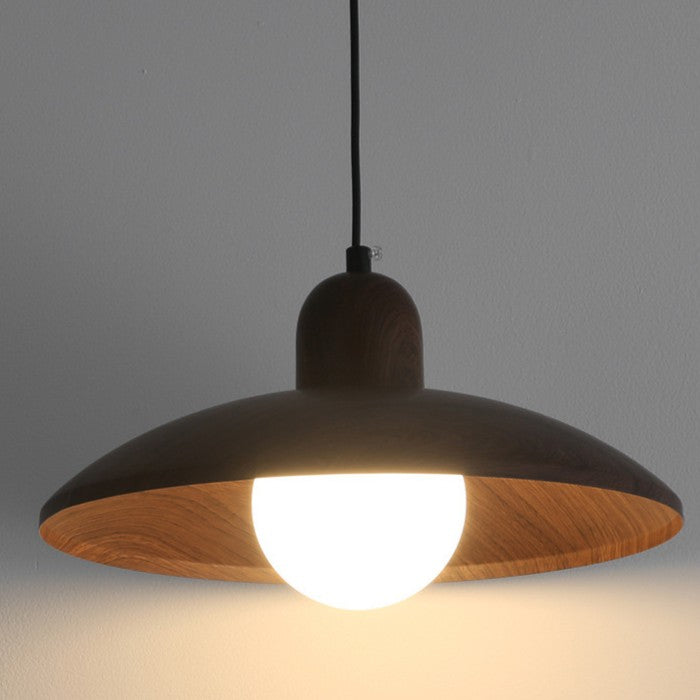 Wabi-Sabi Walnut Pendant Light | Japandi Style, E27 Warm White