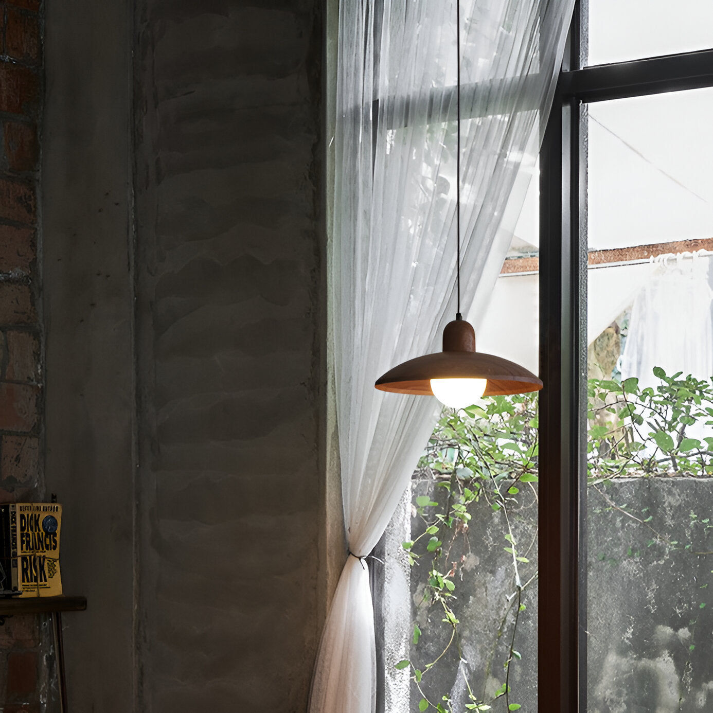 Wabi-Sabi Walnut Pendant Light | Japandi Style, E27 Warm White