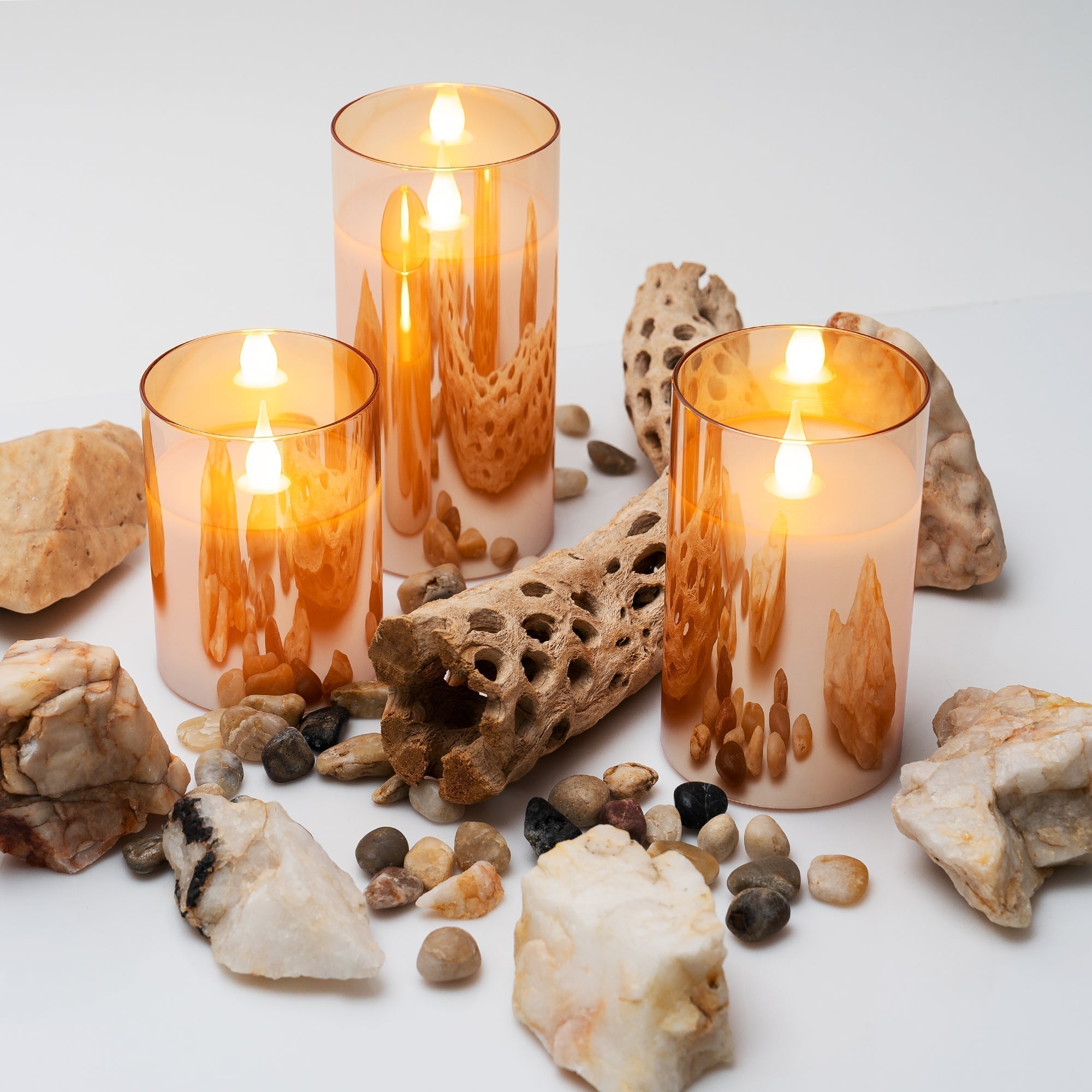 Real Wax LED Candle Set | Set of 3, Flame Effect with Remote