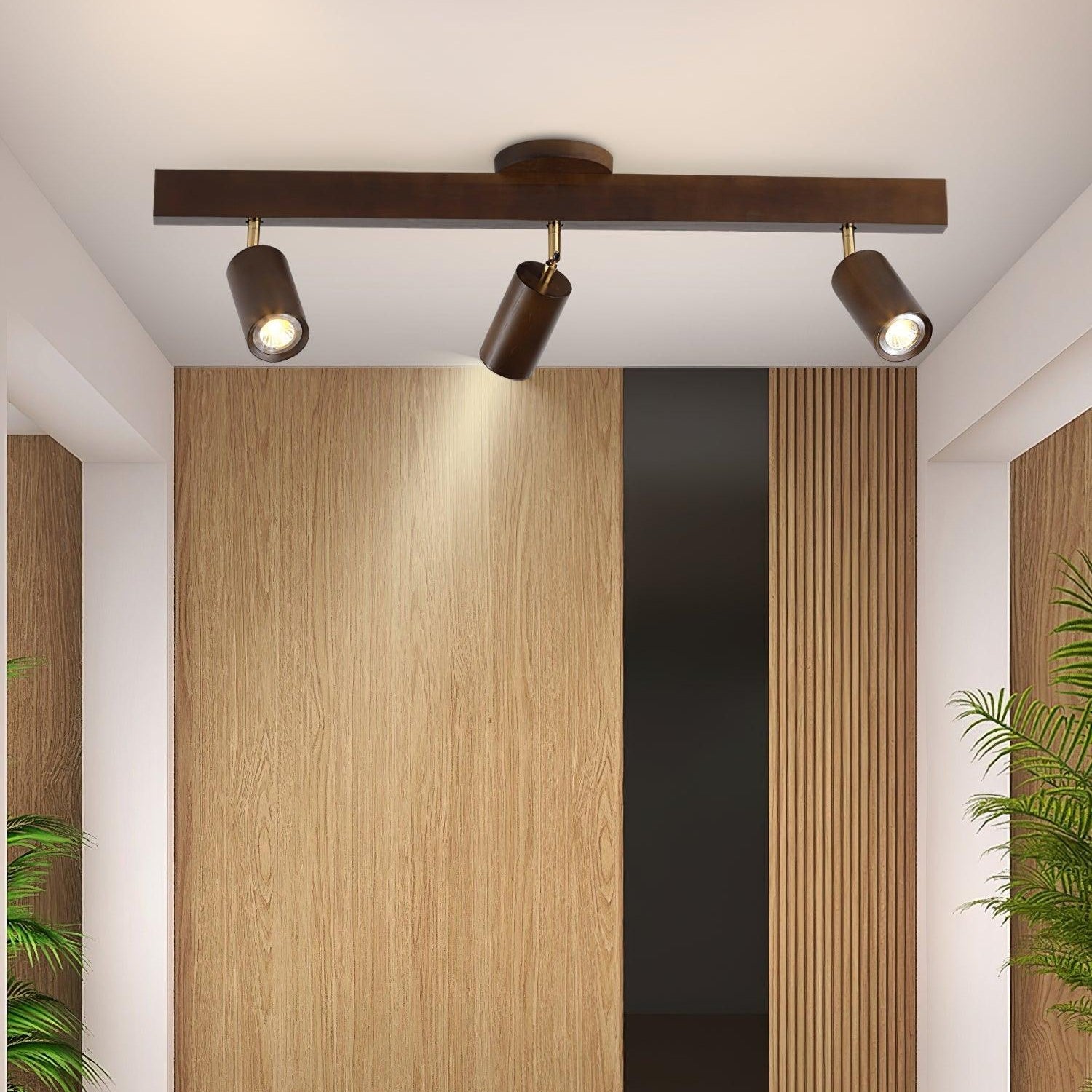 Wood and Gold LED Track Light | Linear Ceiling Spotlight, 3000K