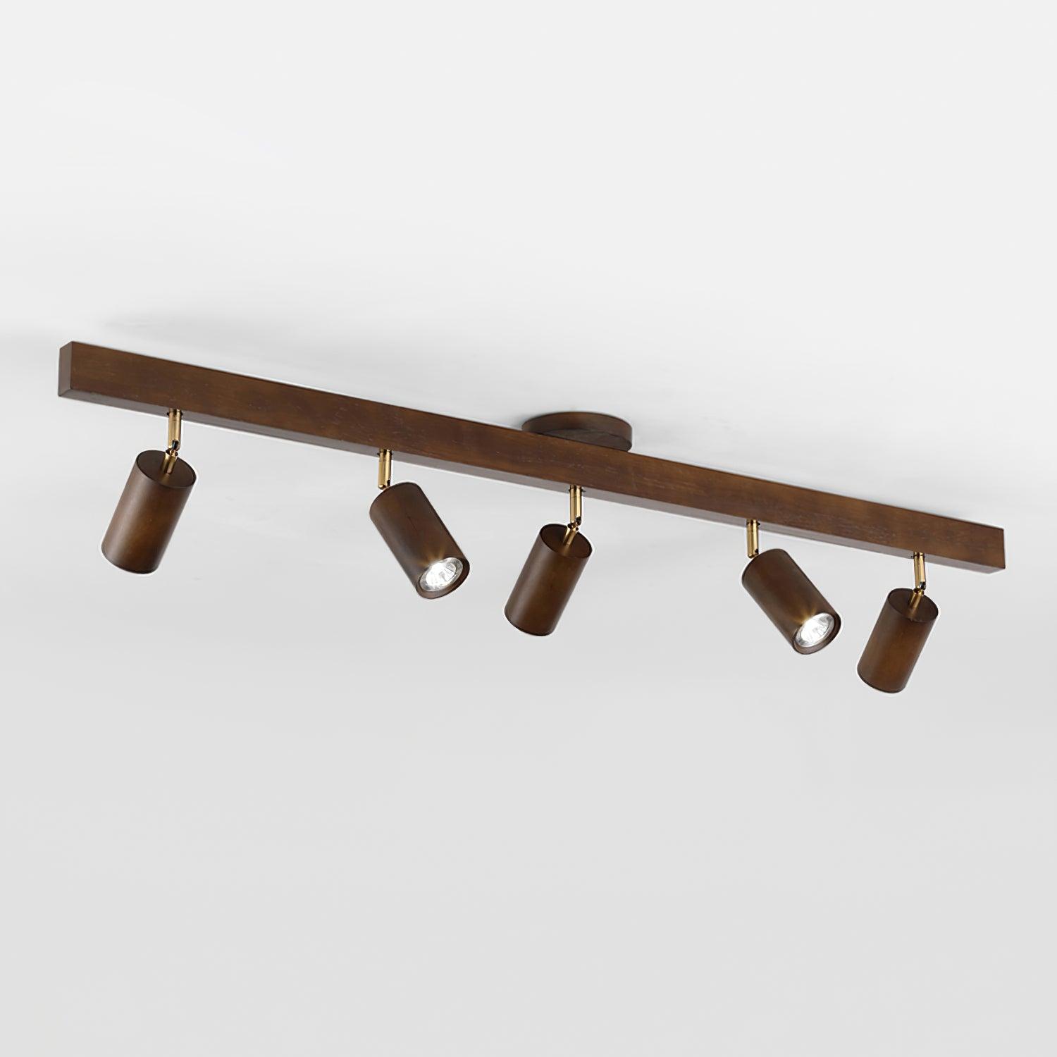 Wood and Gold LED Track Light | Linear Ceiling Spotlight, 3000K