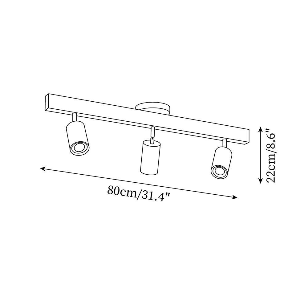 Wood and Gold LED Track Light | Linear Ceiling Spotlight, 3000K