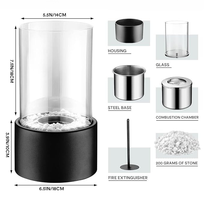 Round Oil Lamp | Glass and Metal, Open Flame Table Décor