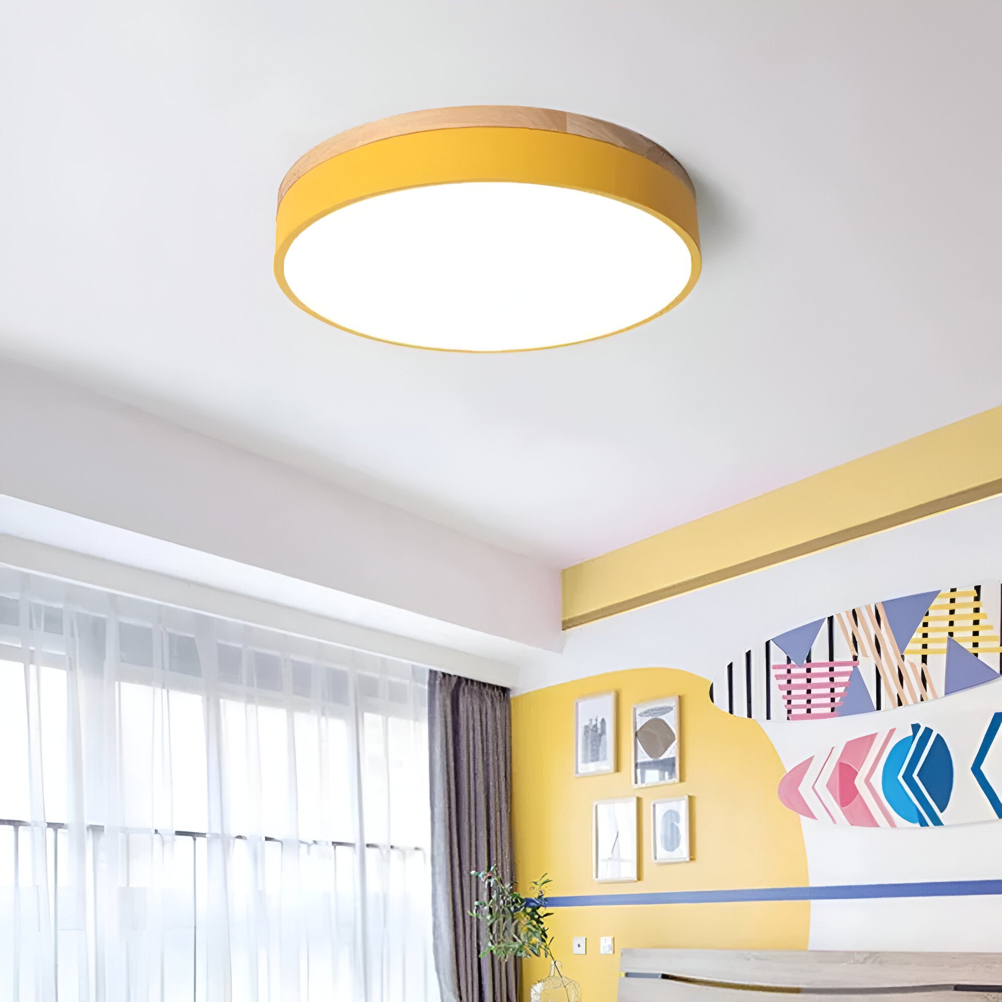 Round Flush Ceiling Light | Nordic Minimalist, Acrylic and Wood