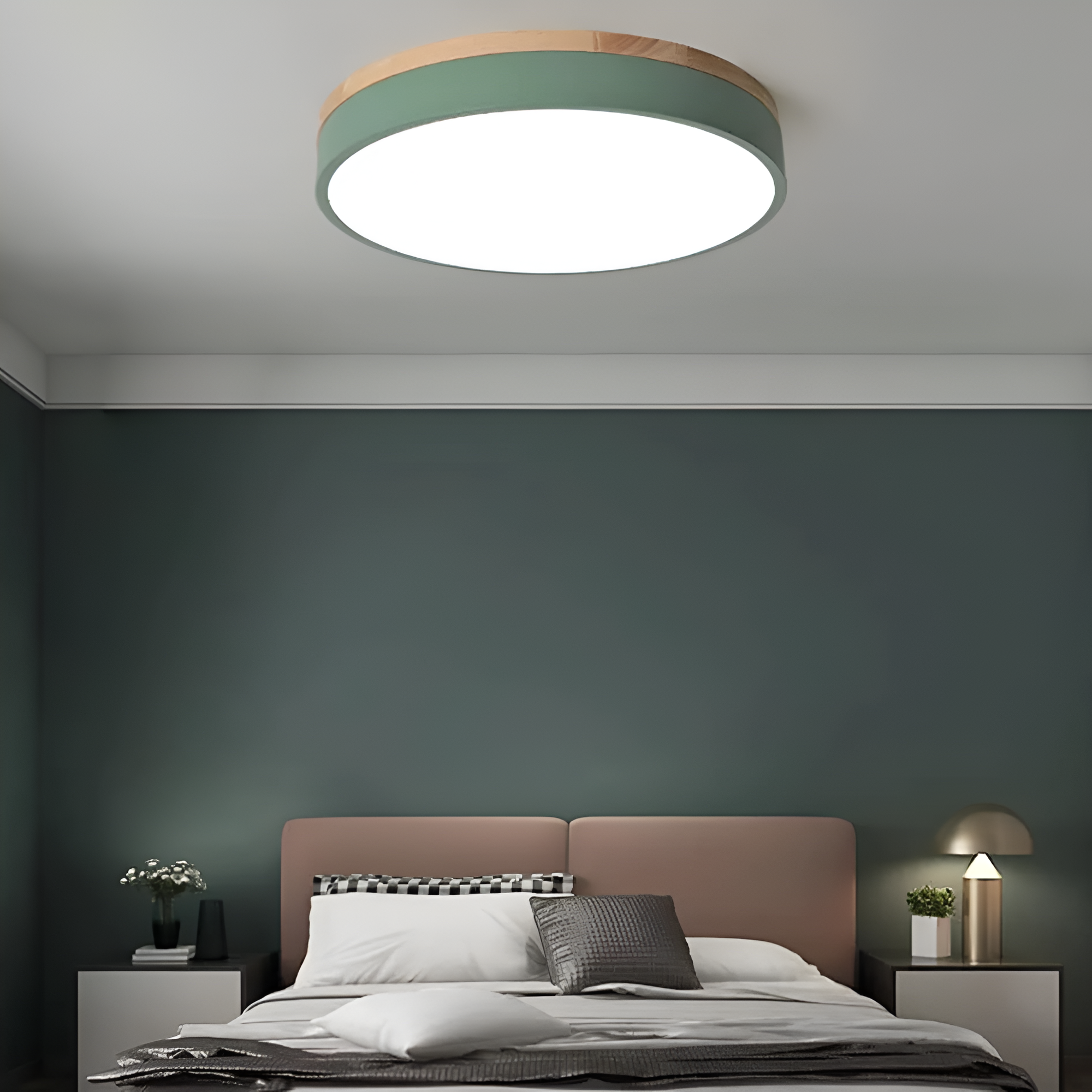 Round Flush Ceiling Light | Nordic Minimalist, Acrylic and Wood