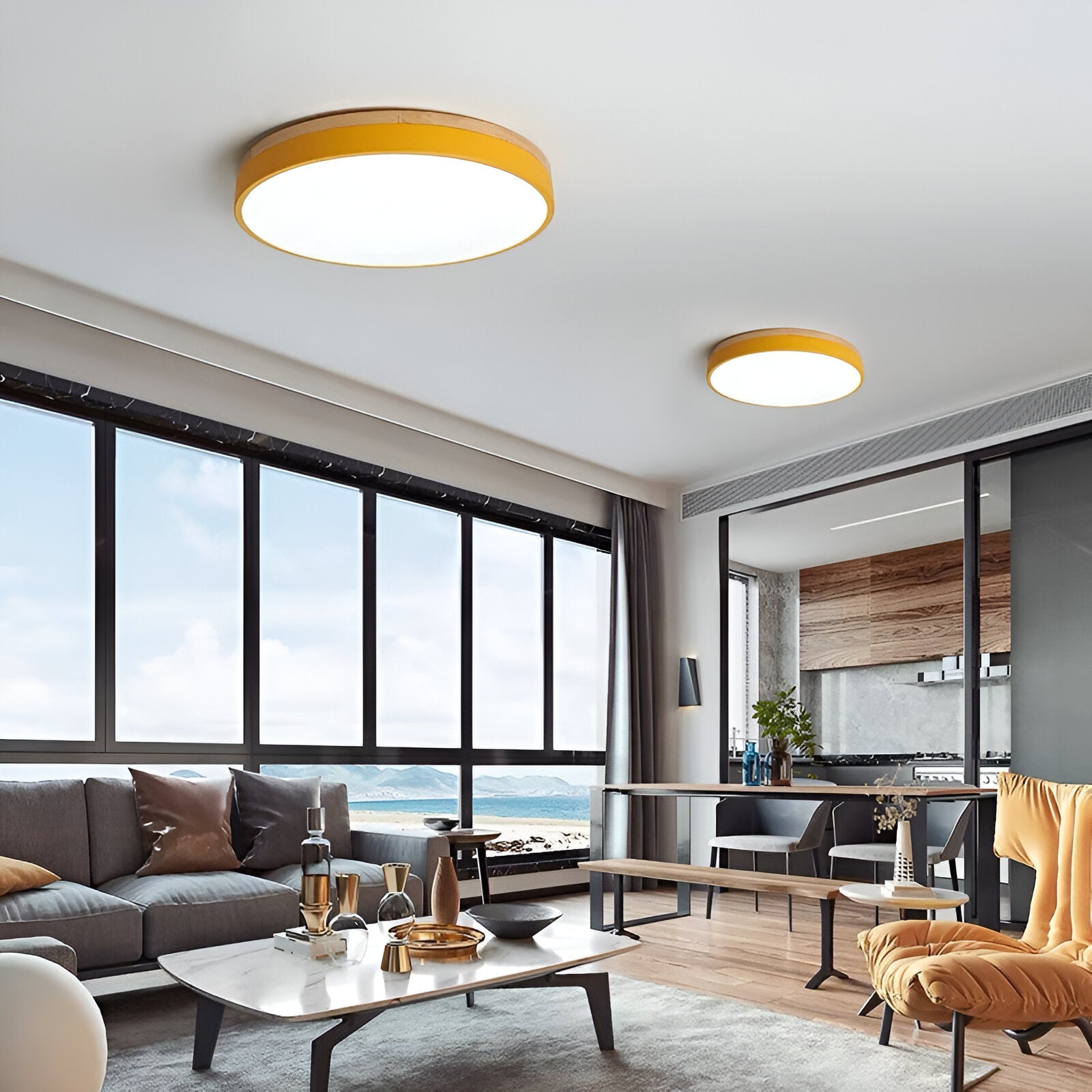Round Flush Ceiling Light | Nordic Minimalist, Acrylic and Wood