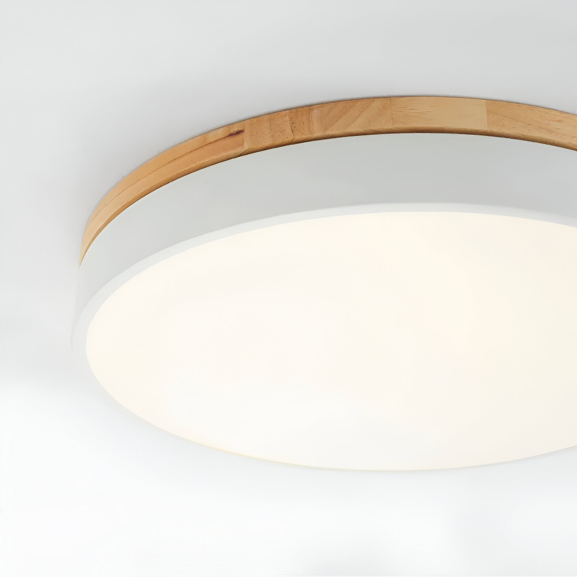 Round Flush Ceiling Light | Nordic Minimalist, Acrylic and Wood