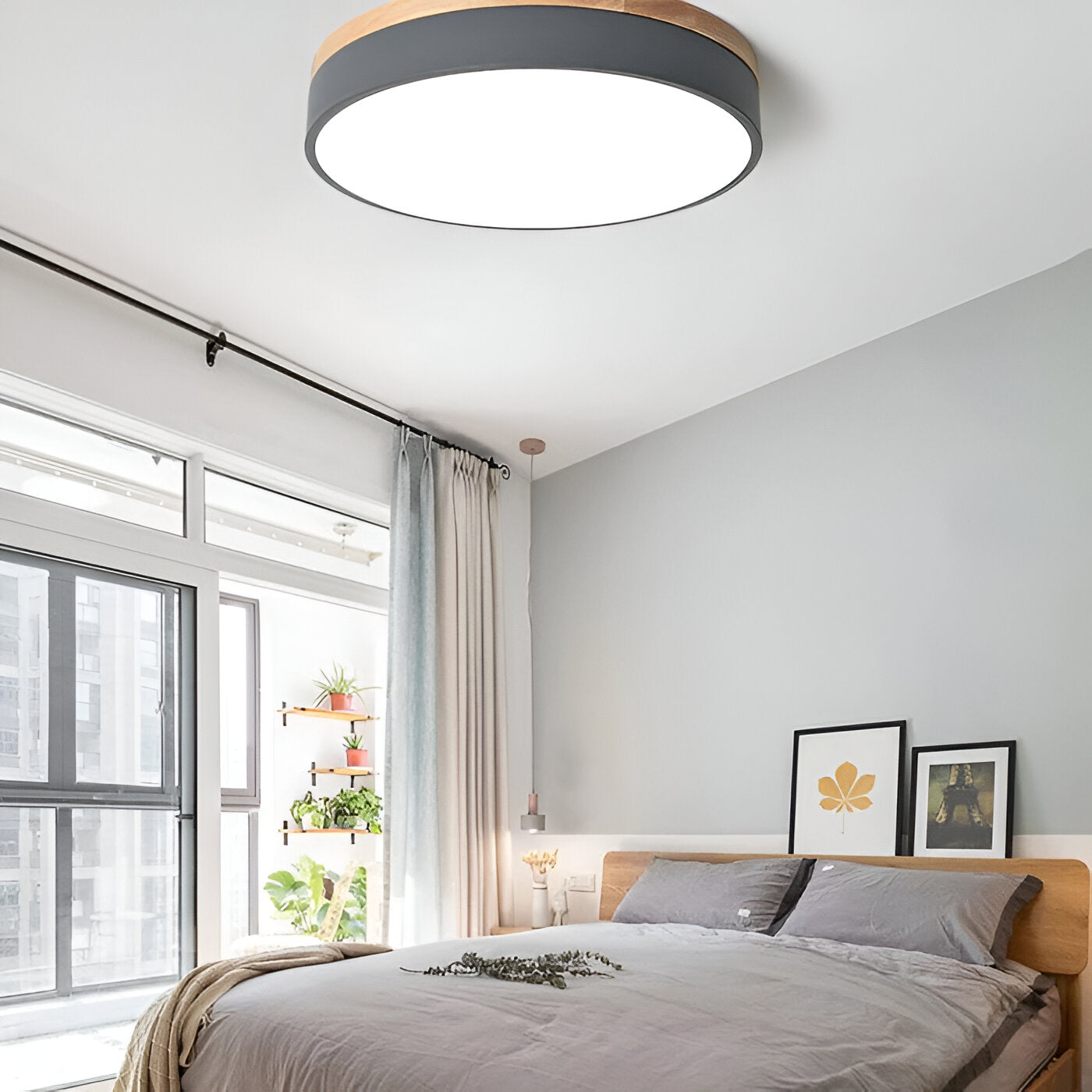 Round Flush Ceiling Light | Nordic Minimalist, Acrylic and Wood