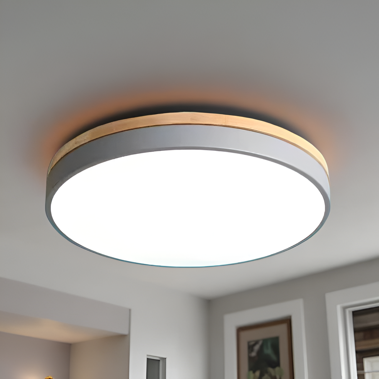 Round Flush Ceiling Light | Nordic Minimalist, Acrylic and Wood