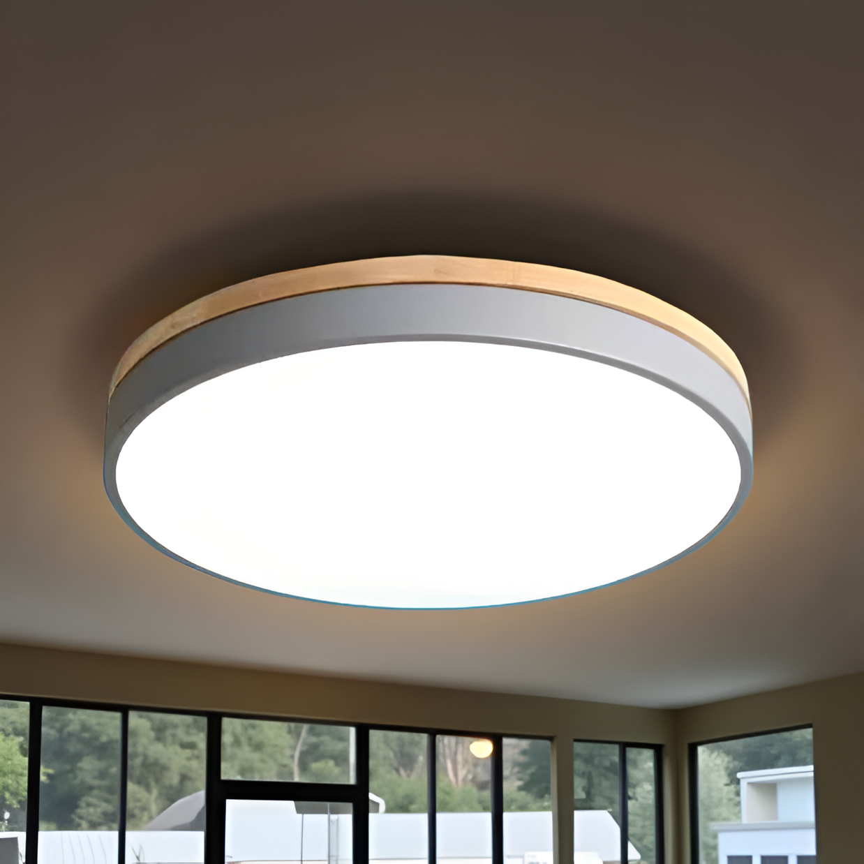 Round Flush Ceiling Light | Nordic Minimalist, Acrylic and Wood