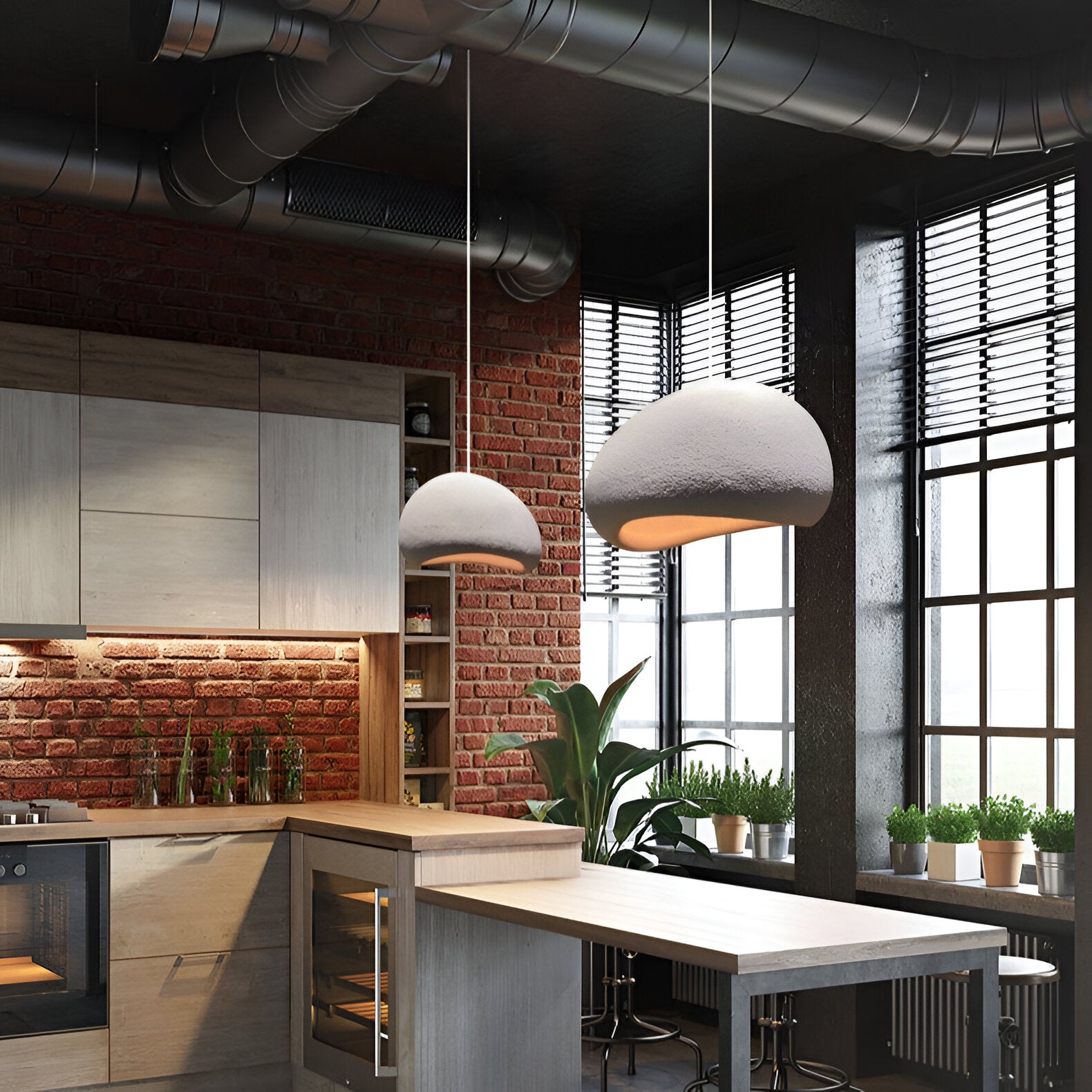 Wabi Sabi Fiberglass Pendant Light | Japandi Style, 7 Sizes