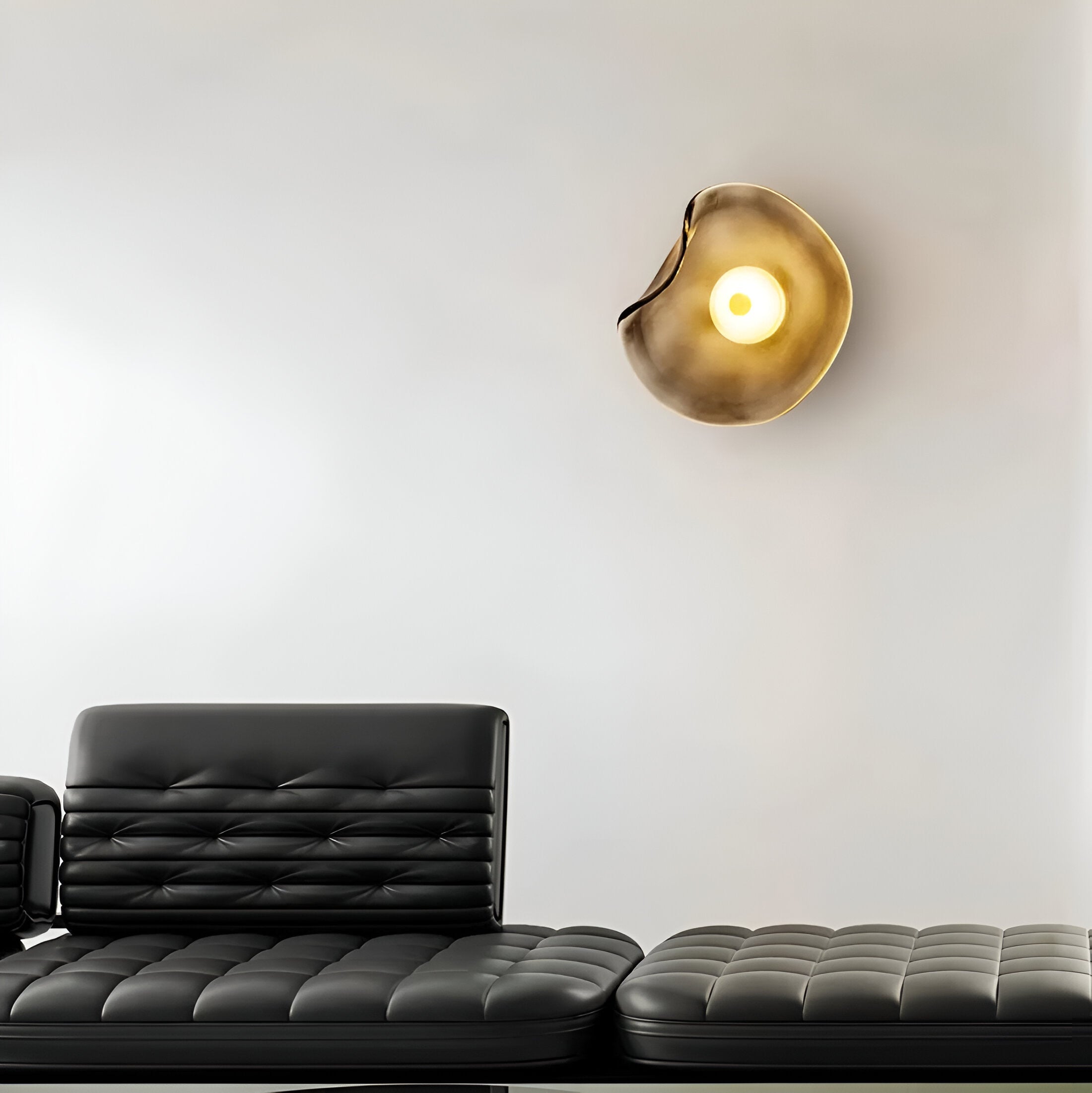 Curved Glass LED Wall Light | Japandi Style, Warm White
