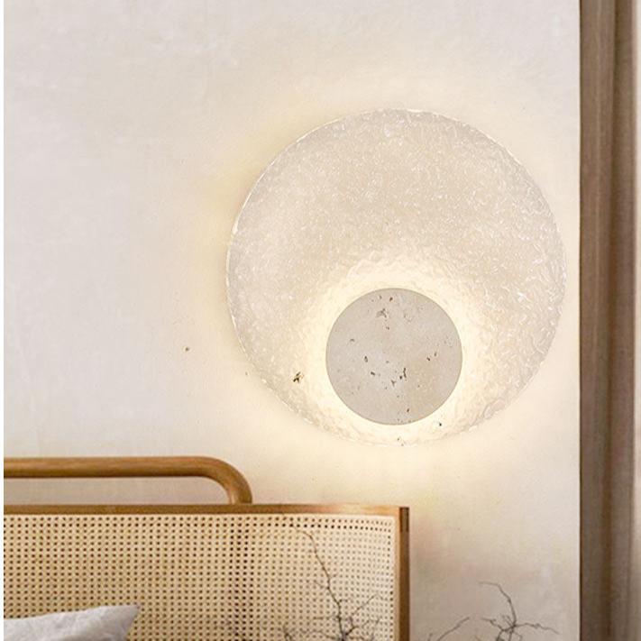 Travertine Wall Lamp | Acrylic Shade, Minimalist Round Design