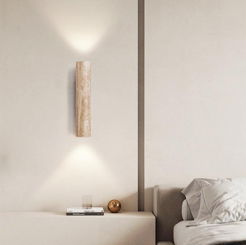 Travertine Tube Wall Sconce | Japandi Style, Natural Stone