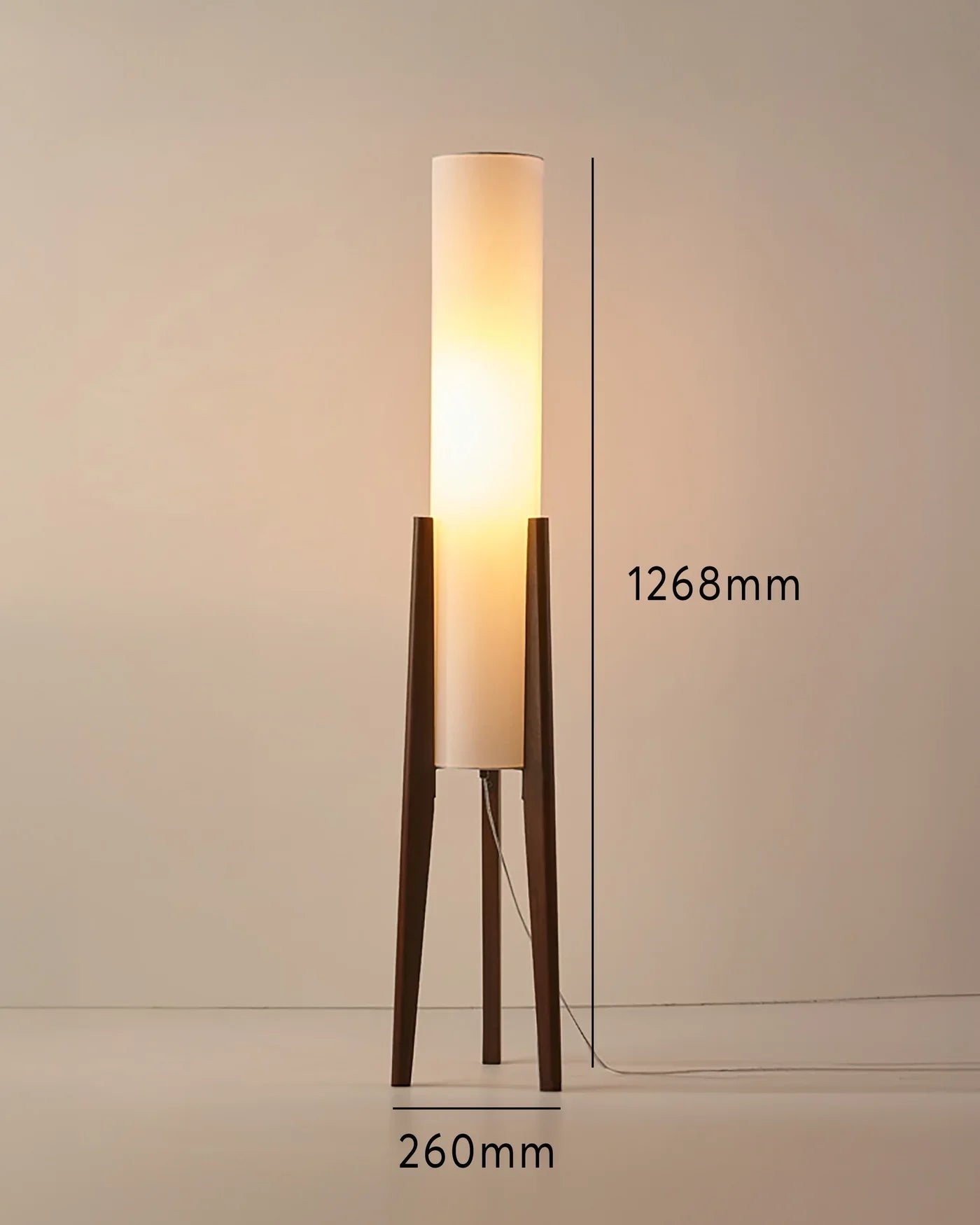 Walnut Wood Floor Lamp with Fabric Shade | Scandinavian Retro Style