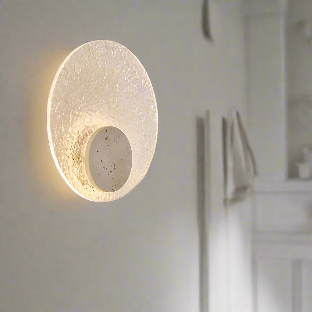 Travertine Wall Lamp | Acrylic Shade, Minimalist Round Design