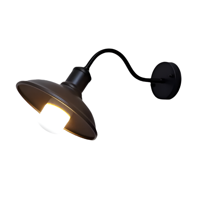 Industrial Gooseneck Outdoor Wall Light | Bowl Shade, IP65 Rated