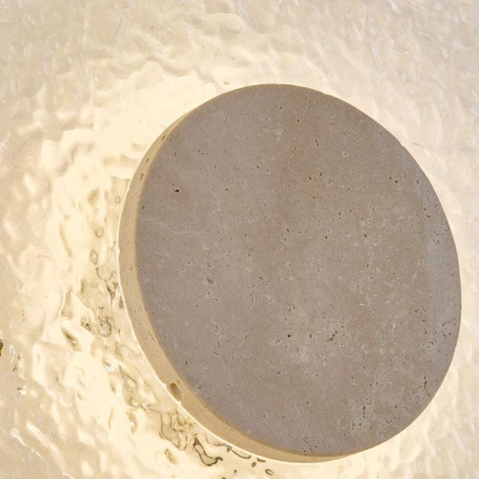 Travertine Wall Lamp | Acrylic Shade, Minimalist Round Design