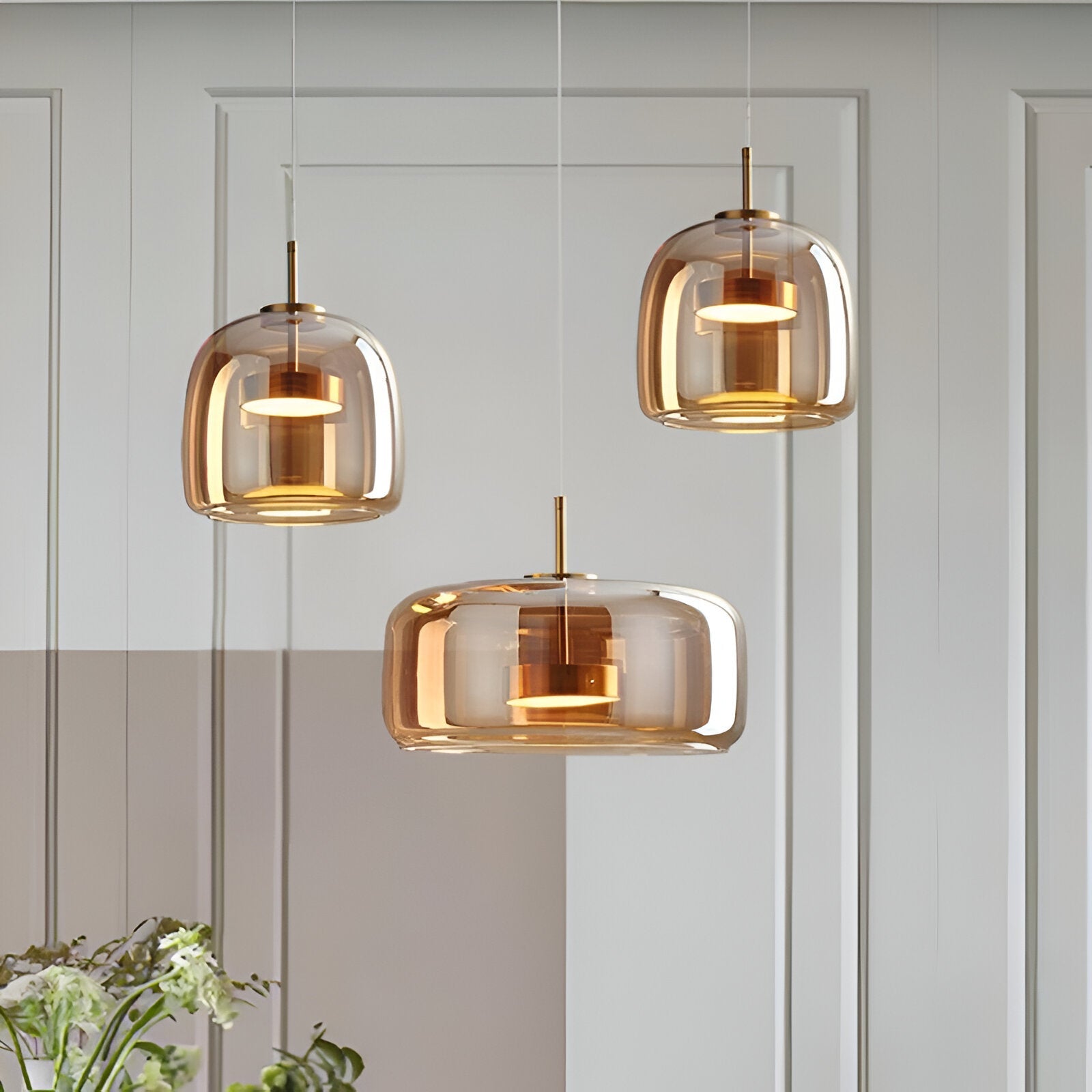 Retro Glass Pendant Light | Hand-Blown Smoke Glass, Switchable CCT