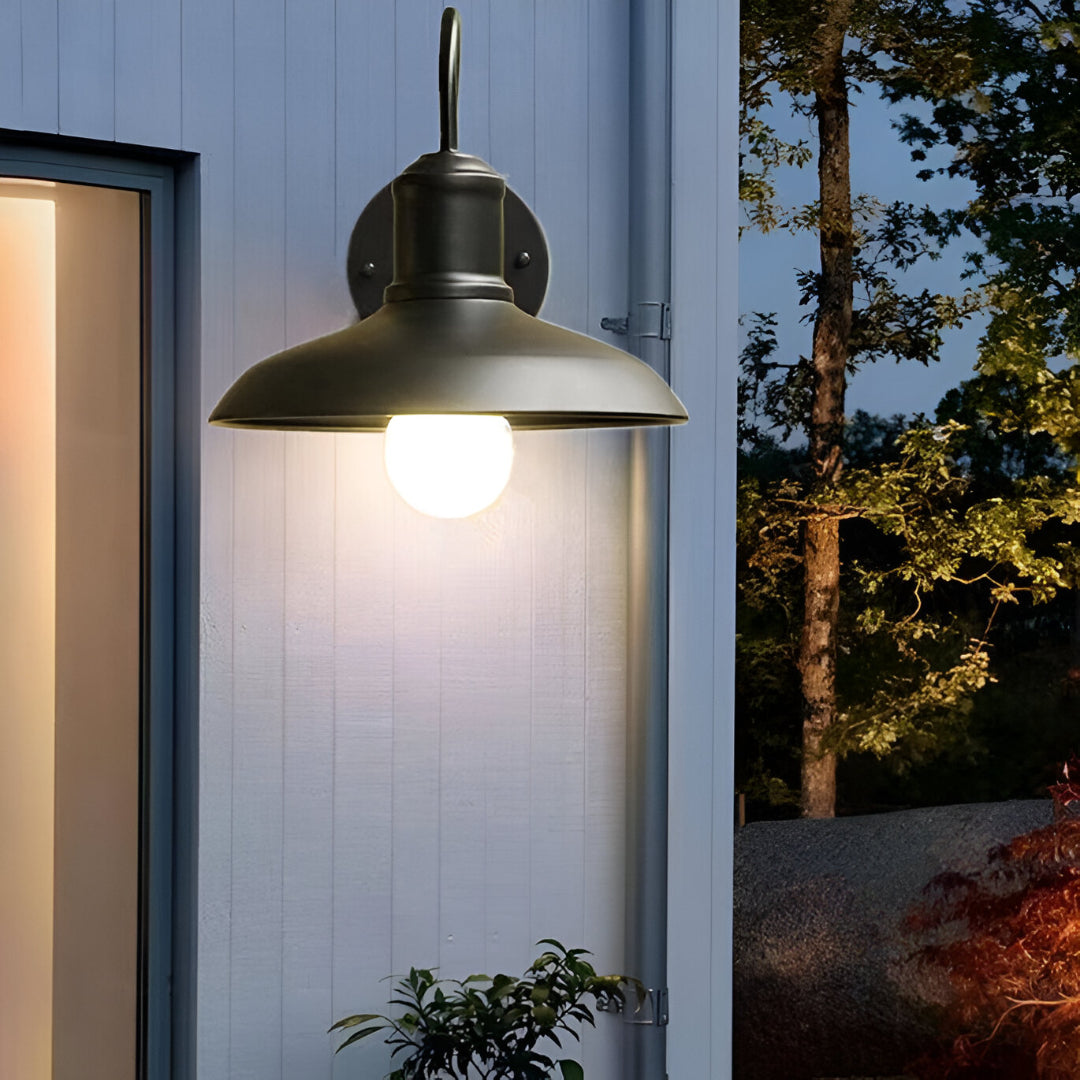 Industrial Gooseneck Outdoor Wall Light | Bowl Shade, IP65 Rated