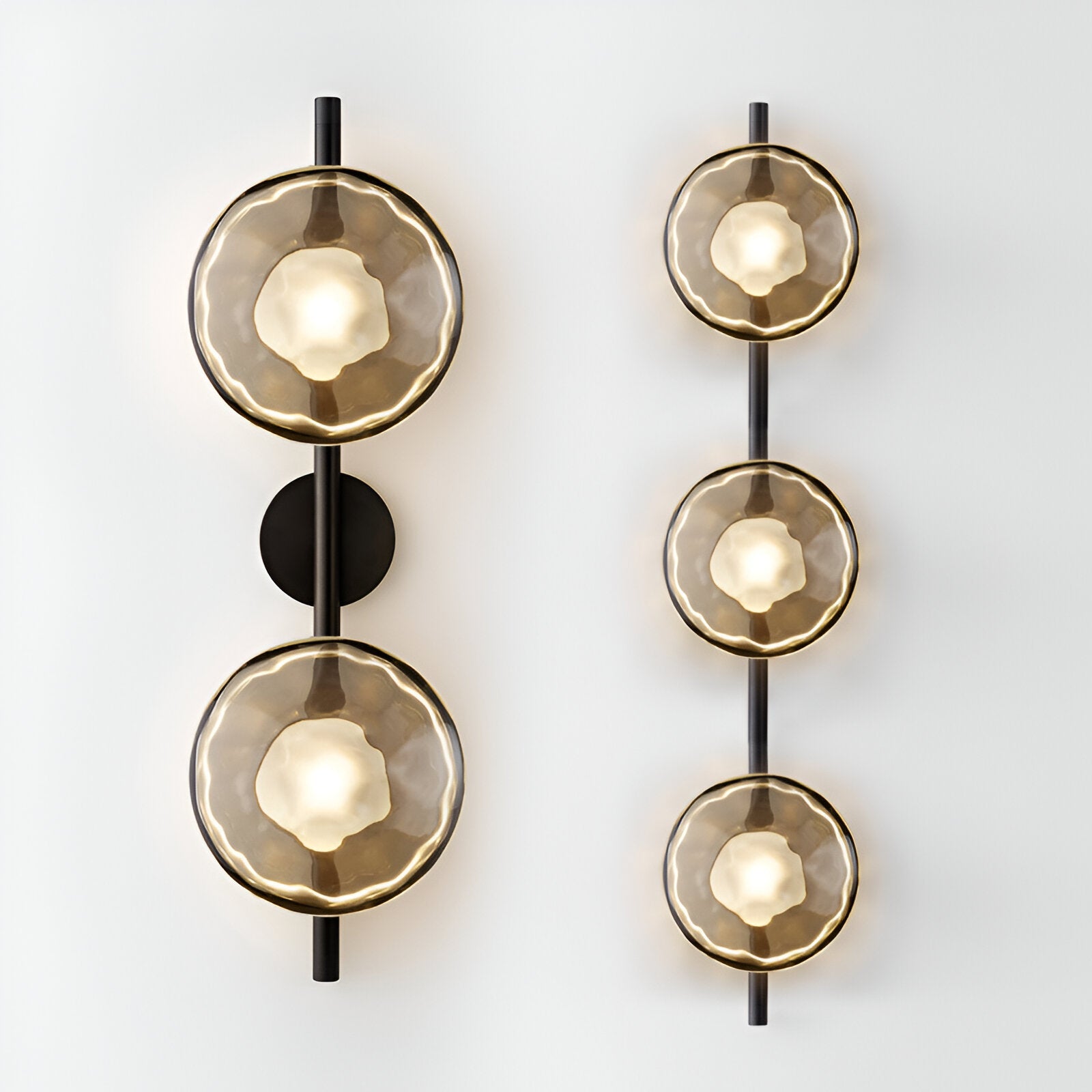 Nordic Round Glass Wall Sconce | Rippled Mouth-Blown Glass