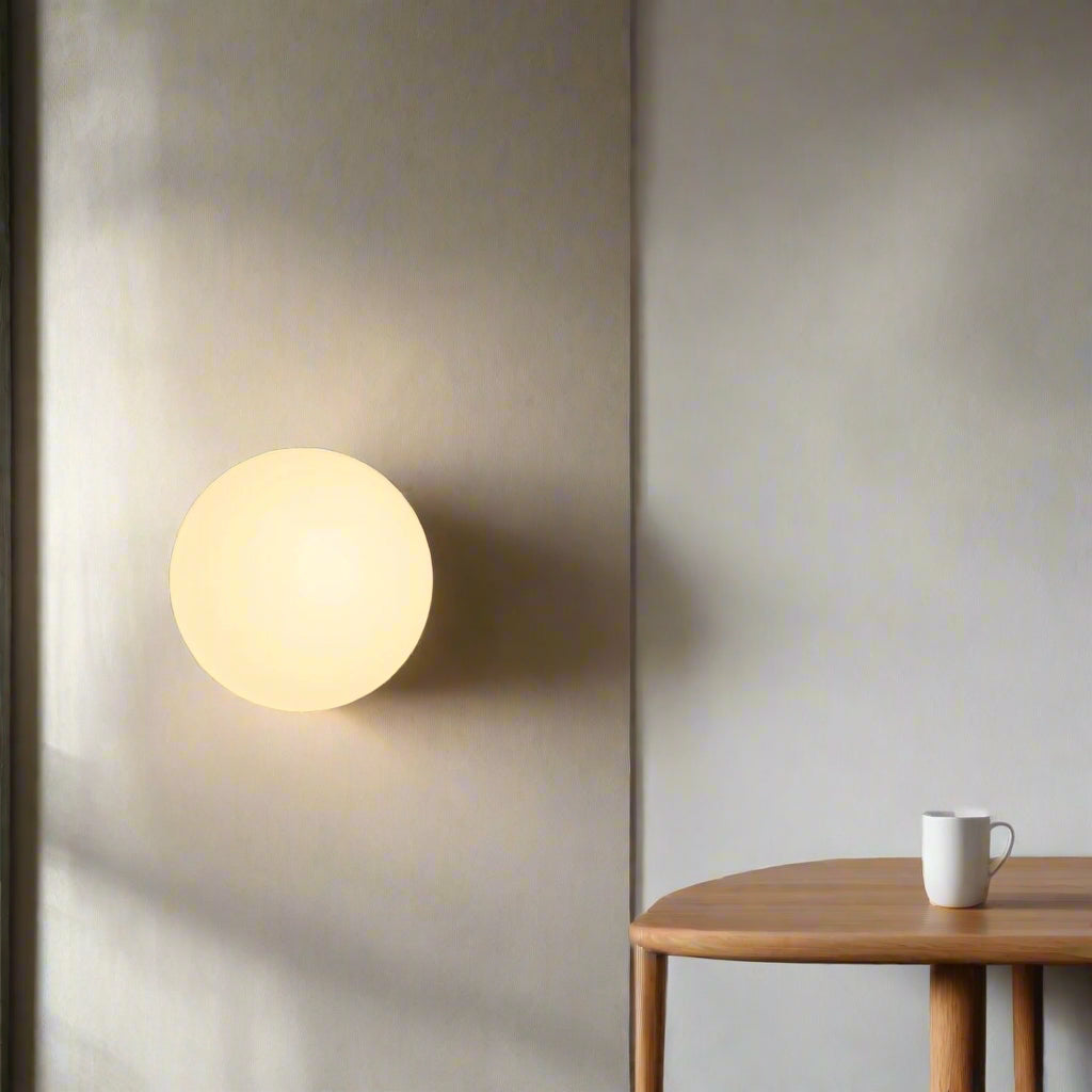 Round Frosted Glass Wall Light | Minimalist Japandi, 4 Sizes