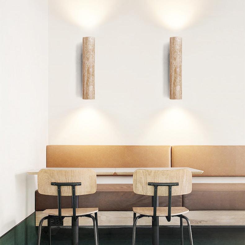 Travertine Tube Wall Sconce | Japandi Style, Natural Stone