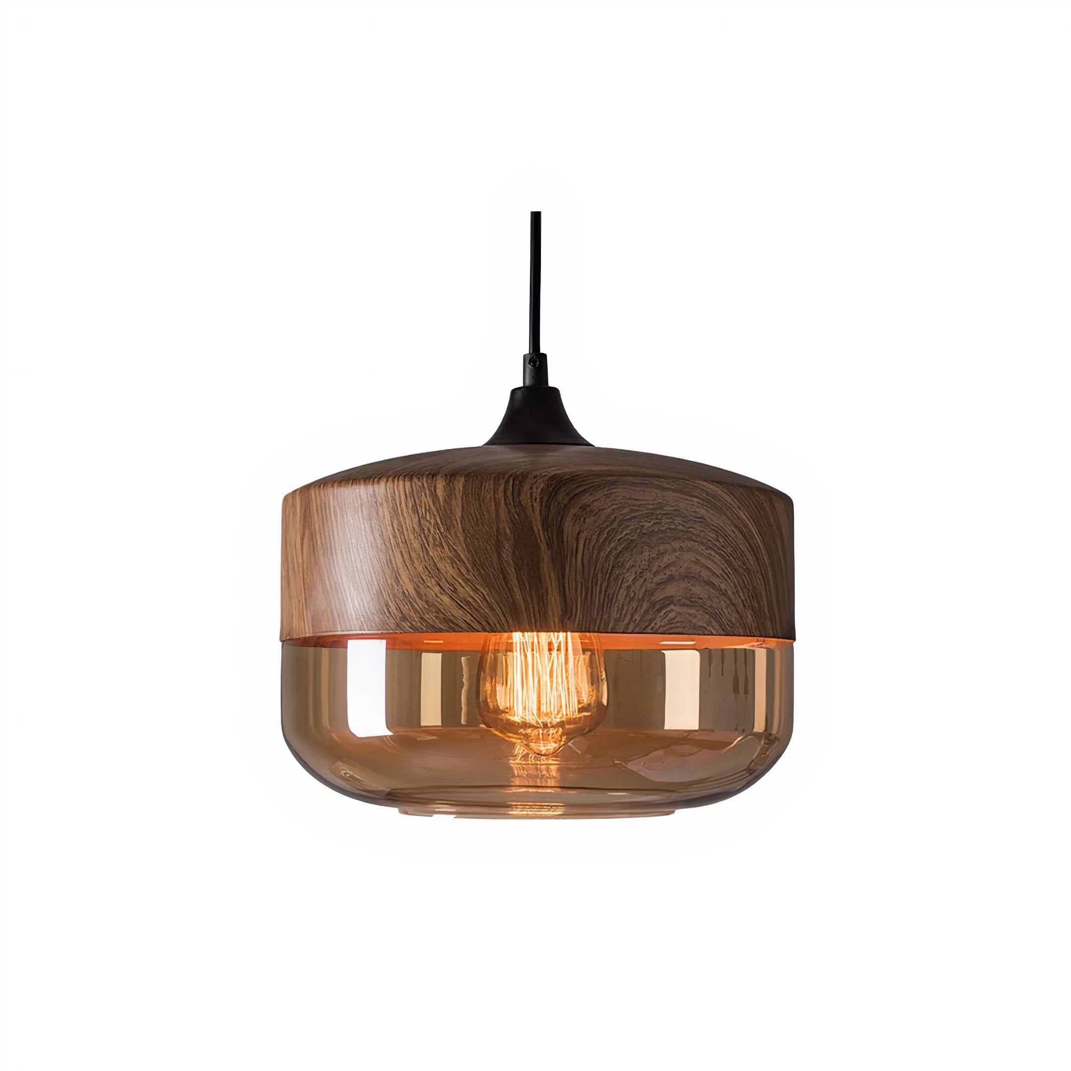 Wood and Coloured Glass Pendant Light | Warm, Modern Design