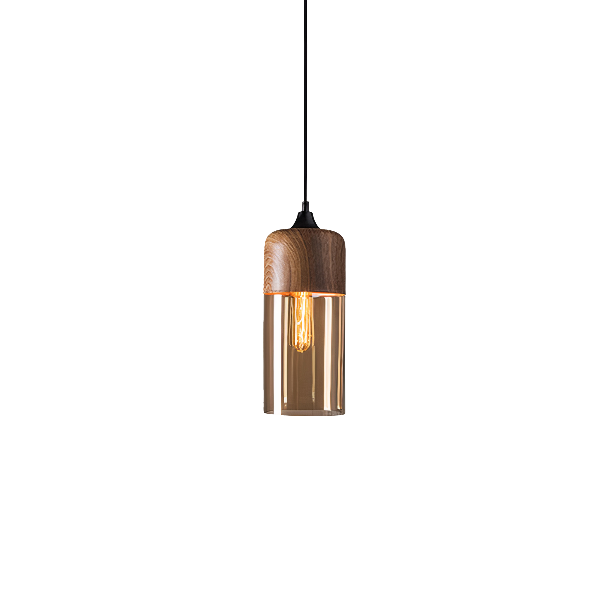 Wood and Coloured Glass Pendant Light | Warm, Modern Design